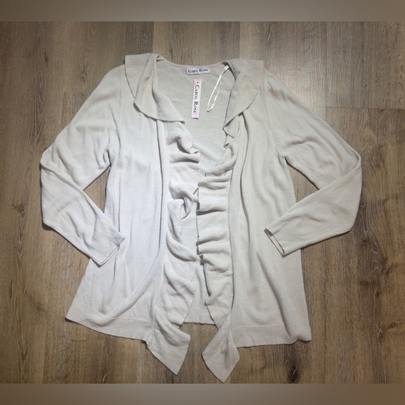 Carol Rose Beige Ruffle Cardigan 🍁🥮🍂 - Picture 2 of 10